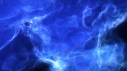 A blue space background with stars and a galaxy