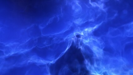 A blue space background with stars and a galaxy