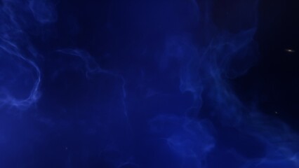 A blue space background with stars and a galaxy