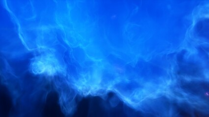 A blue space background with stars and a galaxy