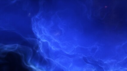 A blue space background with stars and a galaxy