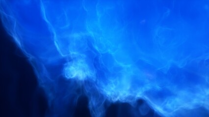 A blue space background with stars and a galaxy