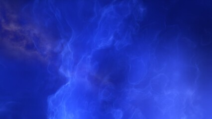 A blue space background with stars and a galaxy
