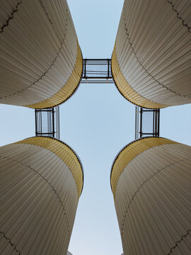 Industrial Silos Viewed from Below