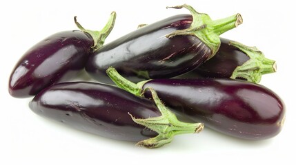   Eggplants in white background with reflections