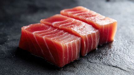 Cubed tuna sashimi with rusting plating