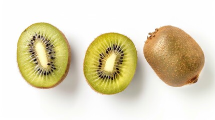 Fototapeta premium Kiwi halved on white background with whole kiwi