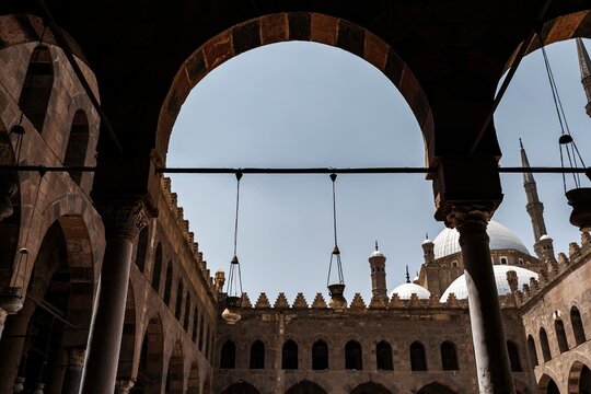 Arched courtyard view of Muhammad Ali Mosque