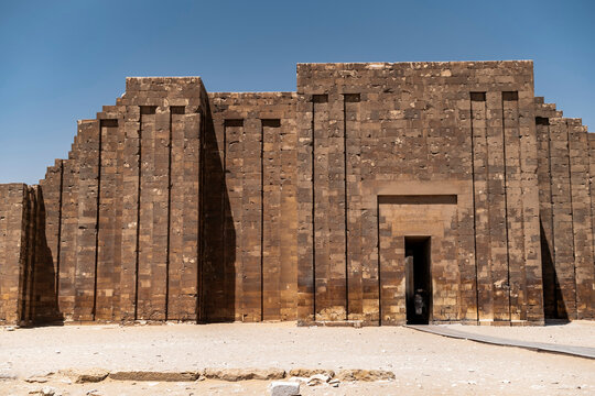 Entrance to Step Pyramid complex under, egyptian cultural heritage