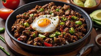 filipino style sizzling sisig silog art .jpeg