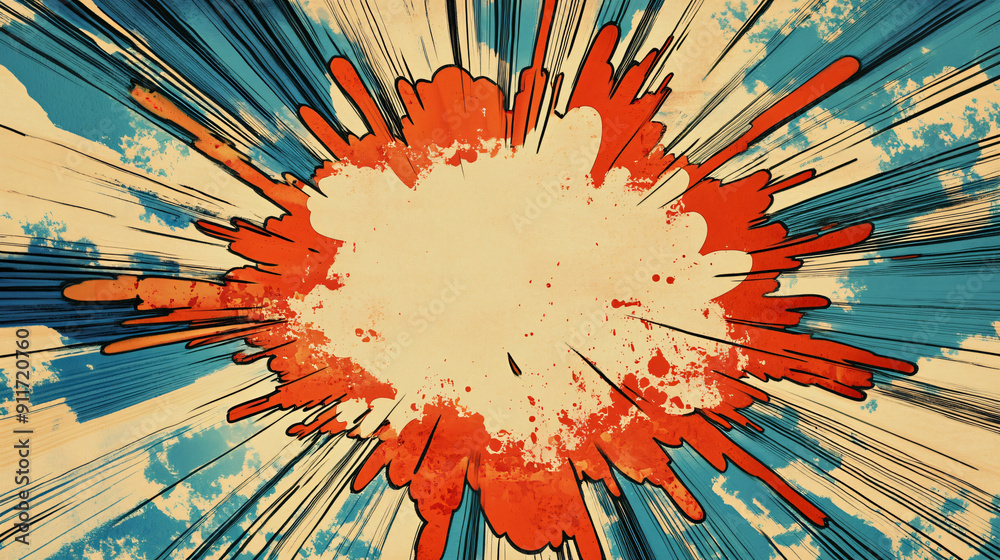 Wall mural comic art style exploding pop speech bubble background illustration