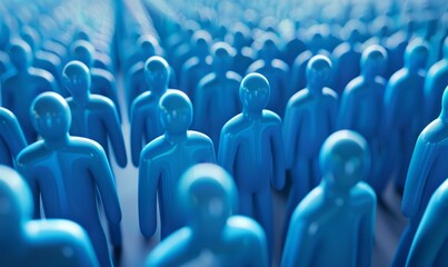 Obraz premium holding 3D rendering group of blue people