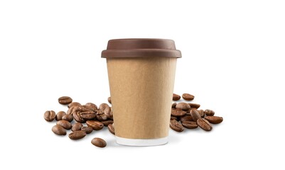 Coffee Latte cup with aroma coffee beans