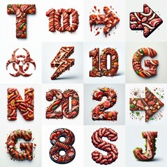 Fototapeta premium BBQ meat Lettering Typeface. AI generated illustration