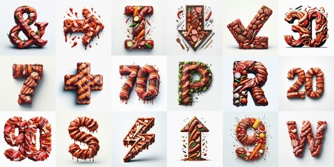 Fototapeta premium BBQ meat Lettering Typeface. AI generated illustration