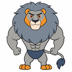 Strong lion with big mane pale gray furstyle Lion King  art vector