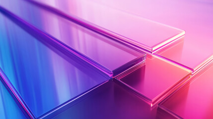 Abstract 3d gradient pink, purple and blue reflective glass background