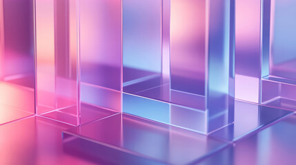 Abstract 3d gradient pink, purple and blue glass background