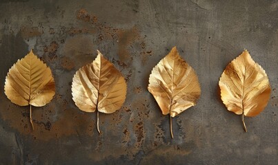 With four golden leaves clowers cut from paper