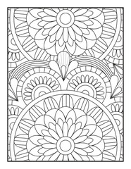 Mandala Coloring Book For Adult. Mandala Coloring Book. coloring page for children and adults. Mandala Coloring Pages. Seamless vector pattern. Black and white linear drawing.