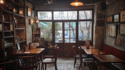 Fototapeta premium A charming cafe with a cozy atmosphere,