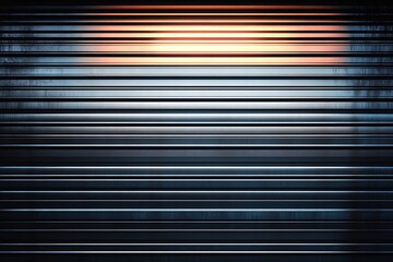 Obraz premium Seamless pattern of shiny metallic corrugated industrial roller shutter door with bright reflections 
