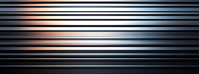 Obraz premium Seamless pattern of shiny metallic corrugated industrial roller shutter door with bright reflections 