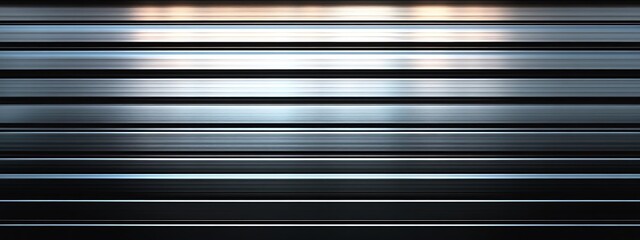 Fototapeta premium Seamless pattern of shiny metallic corrugated industrial roller shutter door with bright reflections 