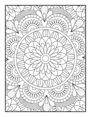 Mandala Coloring Book For Adult. Mandala Coloring Book. coloring page for children and adults. Mandala Coloring Pages. Seamless vector pattern. Black and white linear drawing.