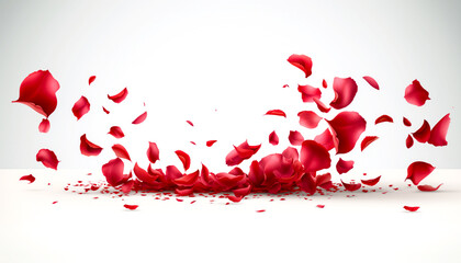 Petals falling on white background