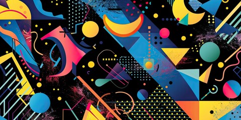Naklejka premium Abstract geometric shapes in bright colors.