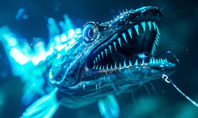 Mysterious viperfish with sharp teeth and glowing lure