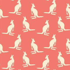 Seamless pattern with Kangaroo silhouette on color background. Vector illustration for card design, poster, fabric, textile. Pray for Australia and animals
