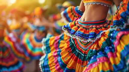 Spanish woman in traditional Hispanic costumes in Heritage carnival. Hispanic Heritage month.