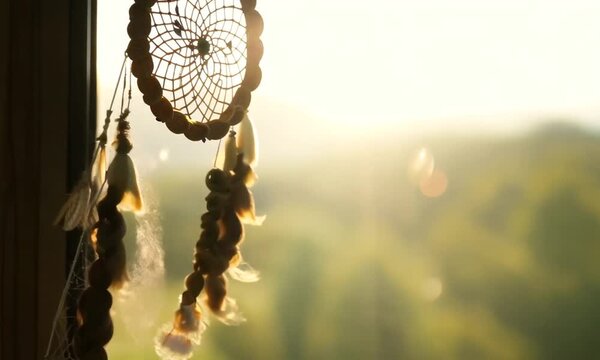 The dream catcher on the window