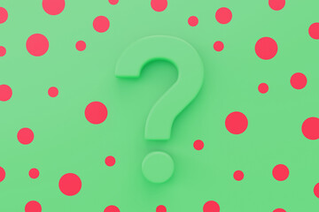 Green question mark on a green background with red spots