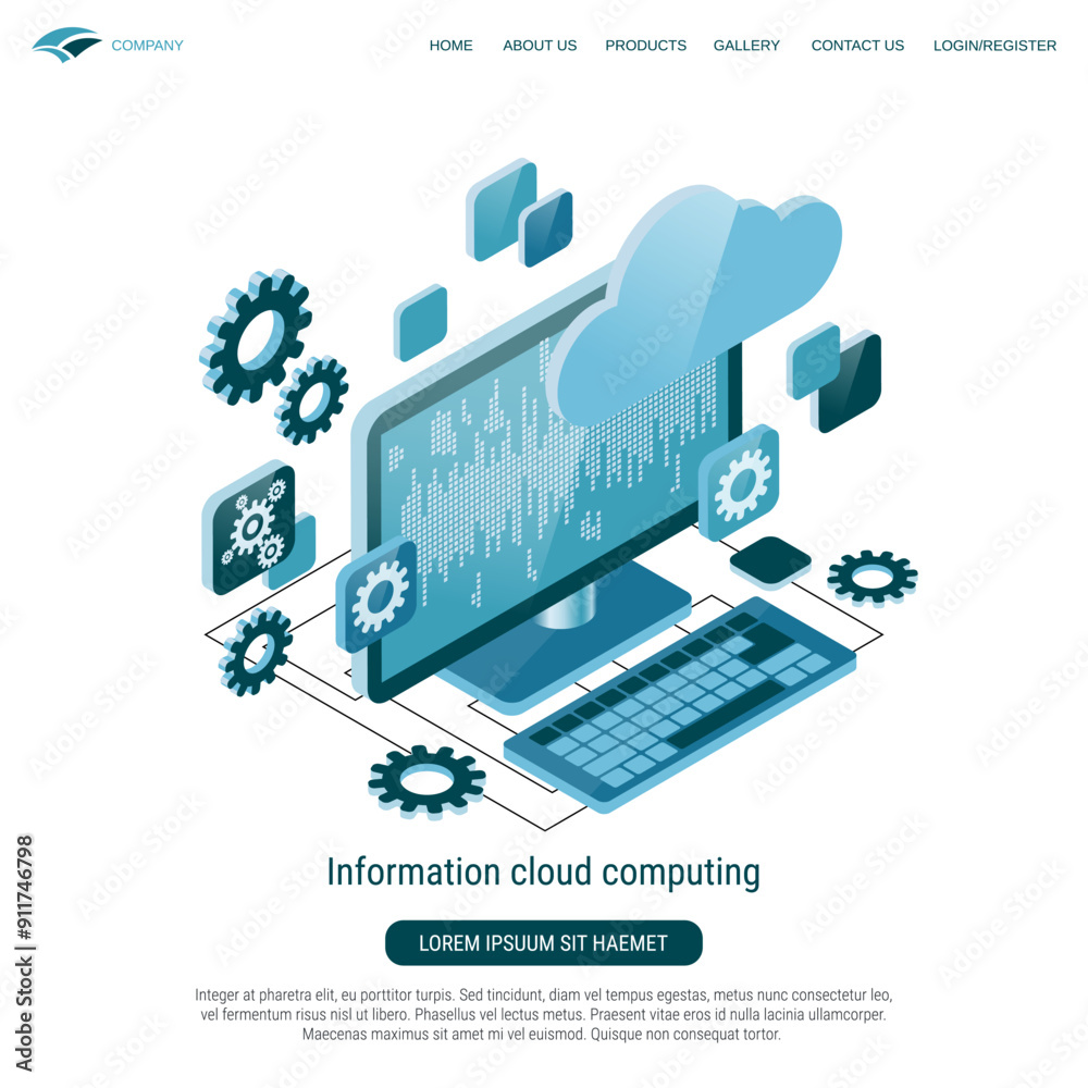 Canvas Prints information cloud computing flat 3d isometric vector concept illustration