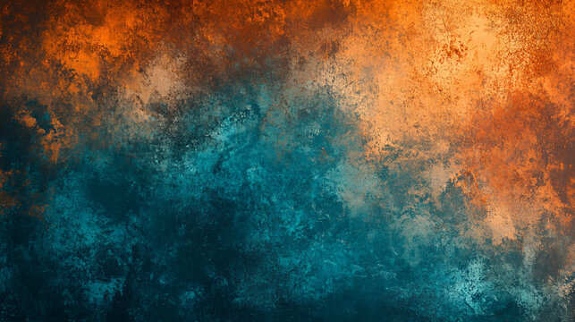 Grainy noisy texture brown orange blue poster background, dark moody teal turquoise aquamarine grunge retro backdrop design smooth color gradient - Powered by Adobe