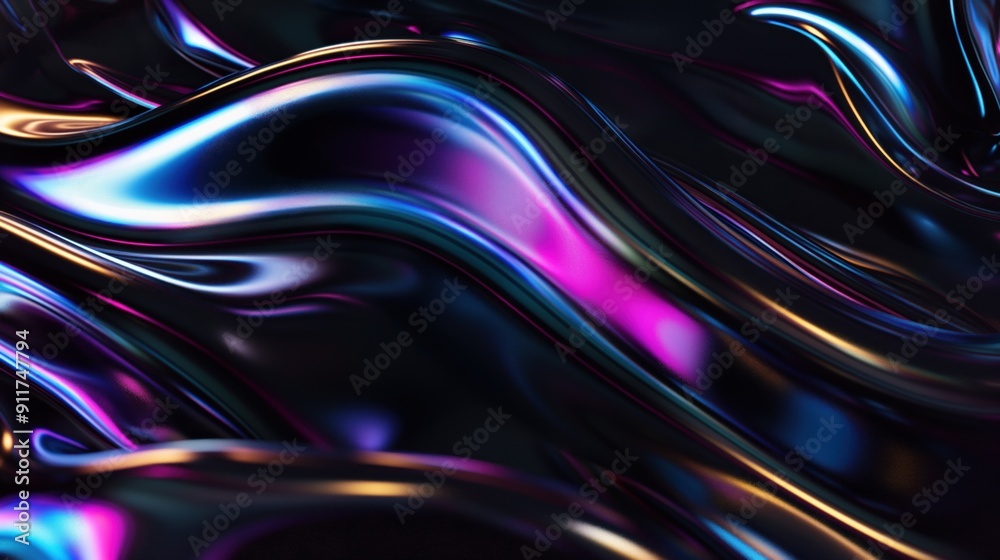 Poster vibrant waves of color undulate gracefully against a deep black backdrop, creating a mesmerizing vis