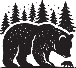 Bear black silhouette vector illustration