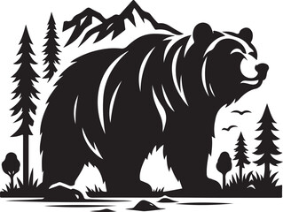 Bear black silhouette vector illustration