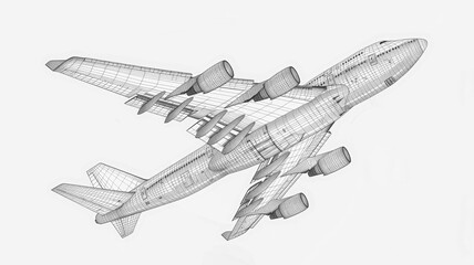 sketch, airplane, fly, transportation, transport, technology, aircraft, vector, modern, outline, air, wire-frame, flight, object, wing, blueprint, wire frame, drawing, aviation, plane, travel, illustr