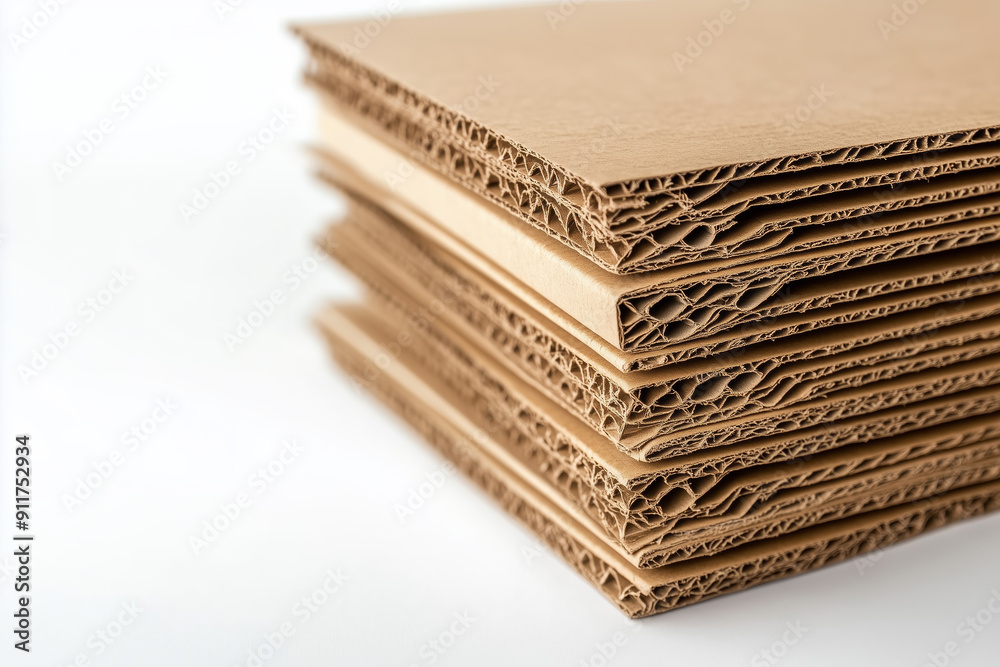 Poster A stack of cardboard boxes with one of them being a pizza box