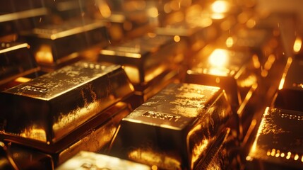 Gold bullion concept about gold value, success and financial.