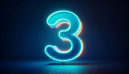 Naklejka premium Blaue Neon Zahl 