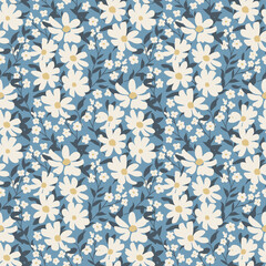 Seamless daisy vector decorative pattern