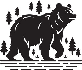 Bear black silhouette vector illustration