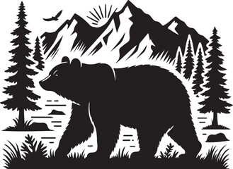 Bear black silhouette vector illustration