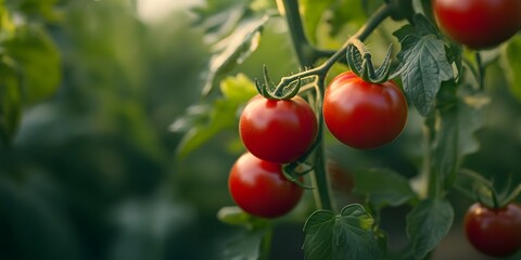 Obraz premium Fresh tomatoes picked from the bush, garden fresh ripe red tomatoes freshly