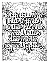 Hand drawn with black and white lines. Doodles art for Mother's day or greeting card Motivational quotes coloring page with mandala background. Flower Background, Mother Quotes with flowers pattern. 